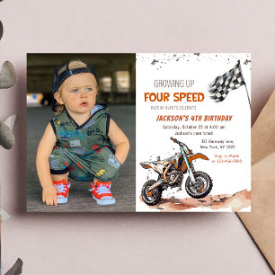 Need Four Speed Dirt Bike Boy 4th Birthday Foto Kaart
