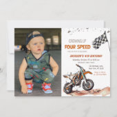 Need Four Speed Dirt Bike Boy 4th Birthday Foto Kaart (Voorkant)