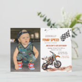 Need Four Speed Dirt Bike Boy 4th Birthday Foto Kaart (Staand voorkant)
