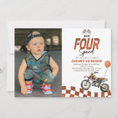 Need Four Speed Dirt Bike Boy 4th Birthday Foto Kaart (Voorkant)