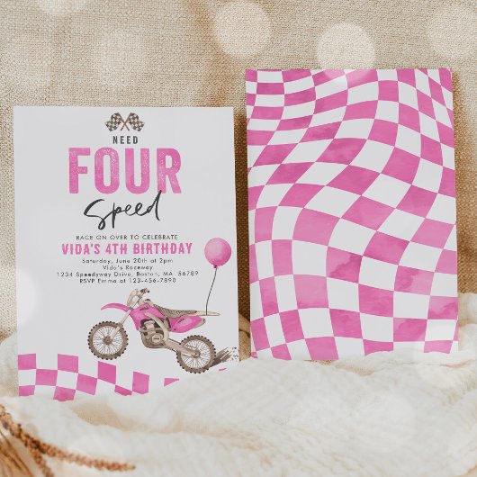 Need Four Speed Dirt Bike Meisje 4e Verjaardagsfee Kaart