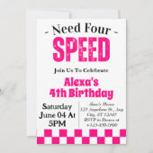 Need Four Speed Girl 4de verjaardagsfeestje  Kaart (Voorkant)