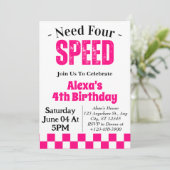 Need Four Speed Girl 4de verjaardagsfeestje  Kaart (Staand voorkant)