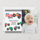 Need Four Speed Monster Truck 4e Verjaardag Foto Kaart (Voorkant)