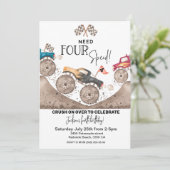 Need Four Speed, Monster Truck 4th Birthday Uitnod Kaart (Staand voorkant)