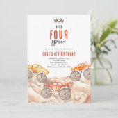 Need Four Speed Monster Truck Boy 4th Birthday Inv Kaart (Staand voorkant)