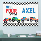Need Four Speed Monster Truck Race 4e Verjaardag B Spandoek (Beurs)