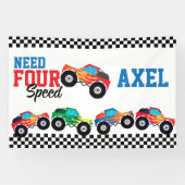 Need Four Speed Monster Truck Race 4e verjaardag B Spandoek (Horizontaal)