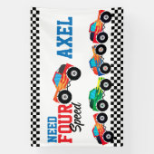 Need Four Speed Monster Truck Race 4e verjaardag B Spandoek (Verticaal)