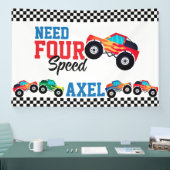 Need Four Speed Monster Truck Race 4e verjaardag B Spandoek (Beurs)