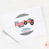 Need Four Speed Monster Truck Vierde Verjaardag Te Ronde Sticker (Envelop)