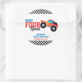 Need Four Speed Monster Truck Vierde Verjaardag Te Ronde Sticker (Tas)