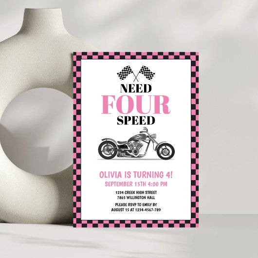 Need Four Speed Pink Heavy Bike Vierde Verjaardag Kaart