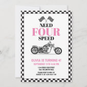 Need Four Speed Pink Heavy Bike Vierde Verjaardag Kaart (Voorkant)