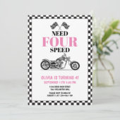 Need Four Speed Pink Heavy Bike Vierde Verjaardag Kaart (Staand voorkant)