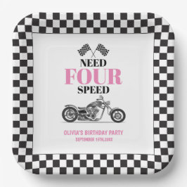 Need Four Speed Pink Heavy Bike Vierde Verjaardag Papieren Bordje