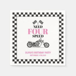Need Four Speed Pink Heavy Bike Vierde Verjaardag Servet