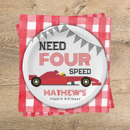 Need Four Speed Race Auto 4e verjaardag Papieren Bordje