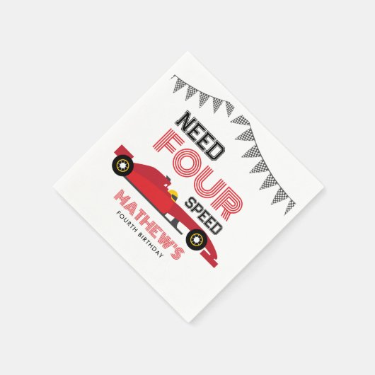 Need Four Speed Race Auto 4e verjaardag Servet (Hoek)