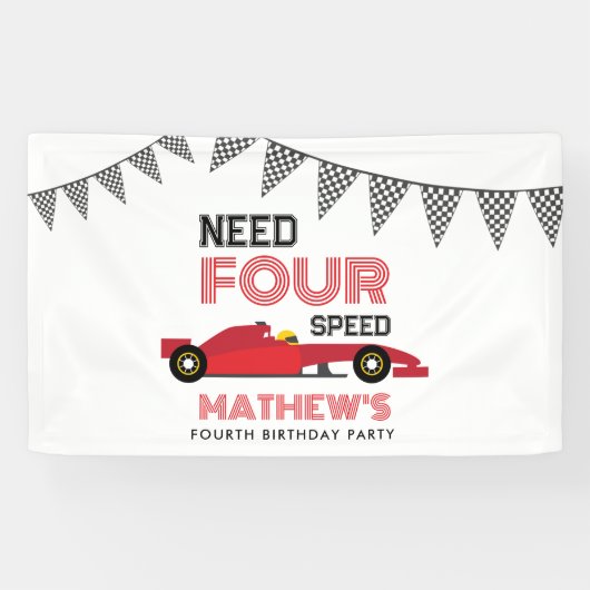 Need Four Speed Race Auto 4e verjaardag Spandoek (Horizontaal)