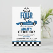 Need Four Speed Race Auto Jongen 4de Verjaardagsfe Kaart (Staand voorkant)