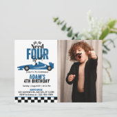 Need Four Speed Race Auto Jongen 4e Verjaardag Fot Kaart (Staand voorkant)