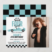 Need Four Speed Race Auto Jongen 4e Verjaardag Fot Kaart (Voorkant / Achterkant)