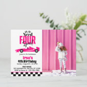 Need Four Speed Race Auto Meisje 4e Verjaardag Fot Kaart (Staand voorkant)