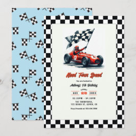 Need Four Speed Race Car 4e Verjaardagsfeestje Kaart