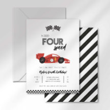 Need Four Speed Race Car Verjaardagsuitnodiging