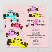 Need Four Speed Racer Meisje Auto Race 4e Verjaard Kaart (Voorkant / Achterkant)