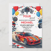 Need Four Speed Rode Raceauto 4de Verjaardagsfeest Kaart (Voorkant)