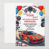 Need Four Speed Rode Raceauto 4de Verjaardagsfeest Kaart (Voorkant / Achterkant)