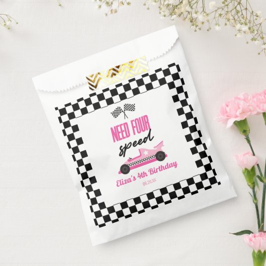 Need Four Speed Roze Race Auto 4e Verjaardagsfeest Bedankzakje (Gezegeld)