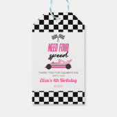 Need Four Speed Roze Race Auto 4e Verjaardagsfeest Cadeaulabel (Achterkant)