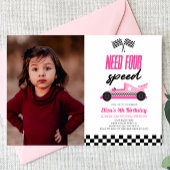 Need Four Speed Roze Race Auto 4e Verjaardagsfeest Kaart