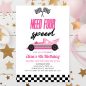 Need Four Speed Roze Race Auto 4e Verjaardagsfeest Kaart