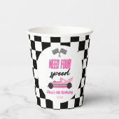 Need Four Speed Roze Race Auto 4e Verjaardagsfeest Papieren Bekers (Achterkant)