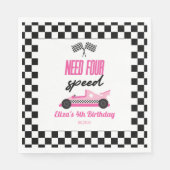Need Four Speed Roze Race Auto 4e Verjaardagsfeest Servet (Voorkant)