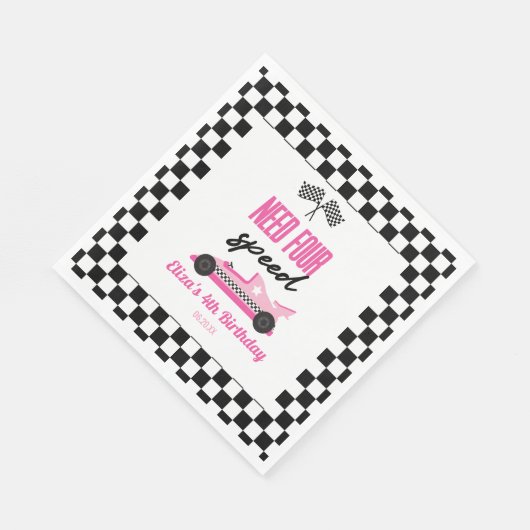 Need Four Speed Roze Race Auto 4e Verjaardagsfeest Servet (Hoek)