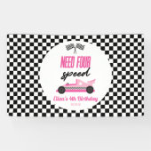 Need Four Speed Roze Race Auto 4e Verjaardagsfeest Spandoek (Horizontaal)