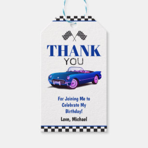 Need Four Speed sportwagen blauw vierde verjaardag Cadeaulabel