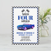 Need Four Speed sportwagen blauw vierde verjaardag Kaart (Staand voorkant)