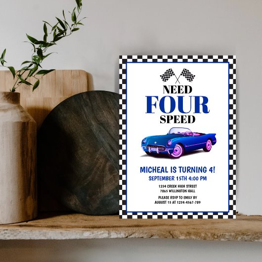 Need Four Speed sportwagen blauw vierde verjaardag Kaart