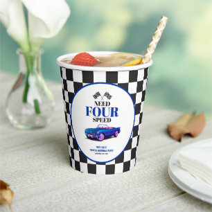 Need Four Speed sportwagen blauw vierde verjaardag Papieren Bekers