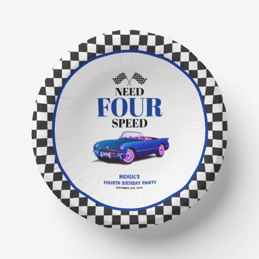 Need Four Speed sportwagen blauw vierde verjaardag Papieren Kommen (Voorkant)