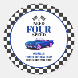 Need Four Speed sportwagen blauw vierde verjaardag Ronde Sticker