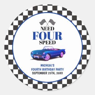 Need Four Speed sportwagen blauw vierde verjaardag Ronde Sticker