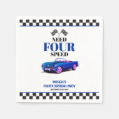 Need Four Speed sportwagen blauw vierde verjaardag Servet (Voorkant)