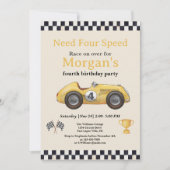 Need Four Speed Yellow Race Car Kinder Vierde Part Kaart (Voorkant)